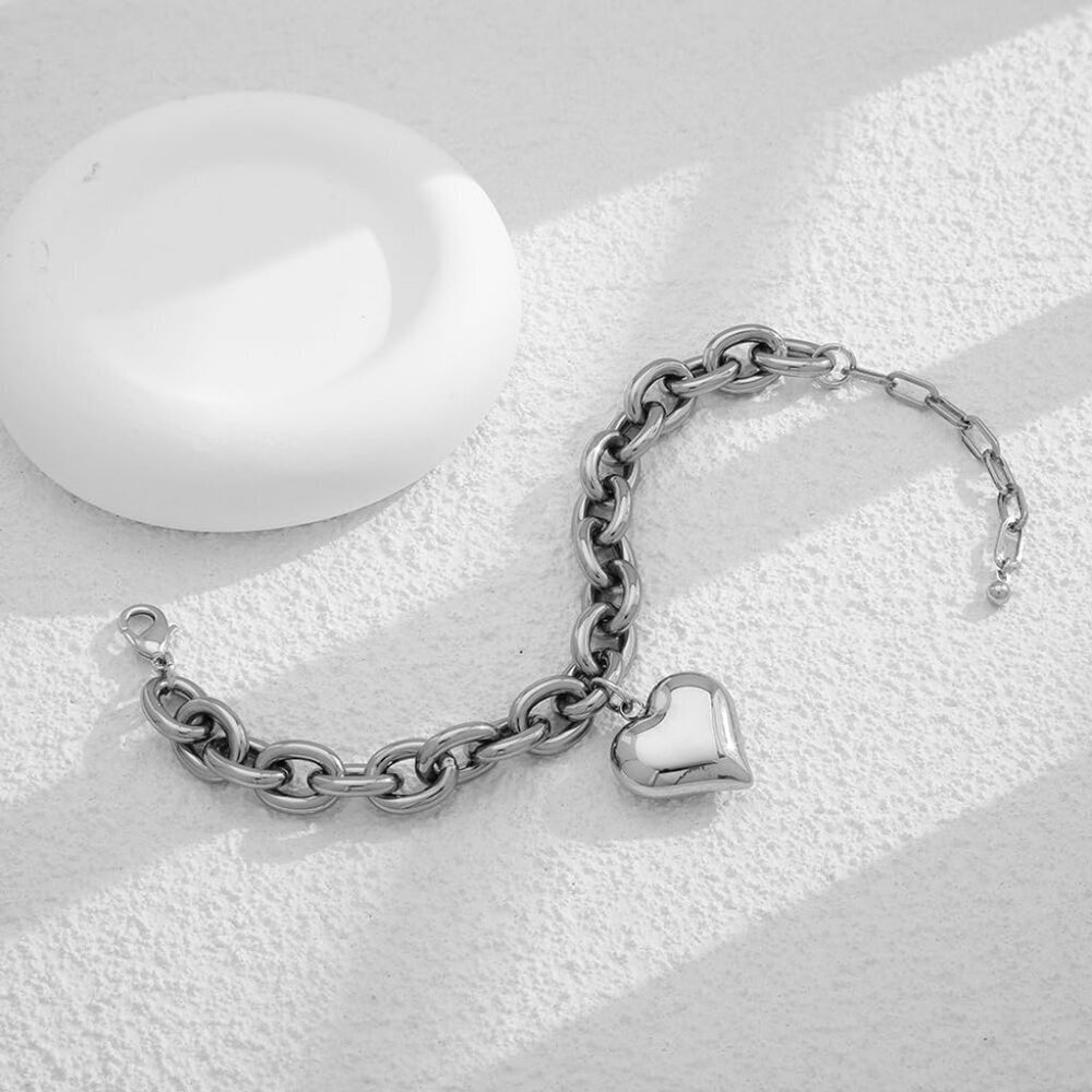 Women’s Silver Heart Charm Bracelets Gold Plated Link Adjustable Jewelry - Picture 7 of 7